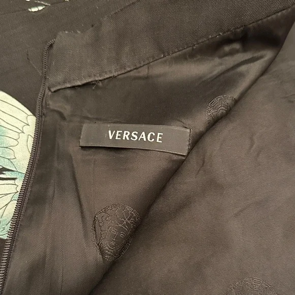 Versace Butterfly Print Bodycon Dress Black White Sleeveless Designer - Picture 3 of 16